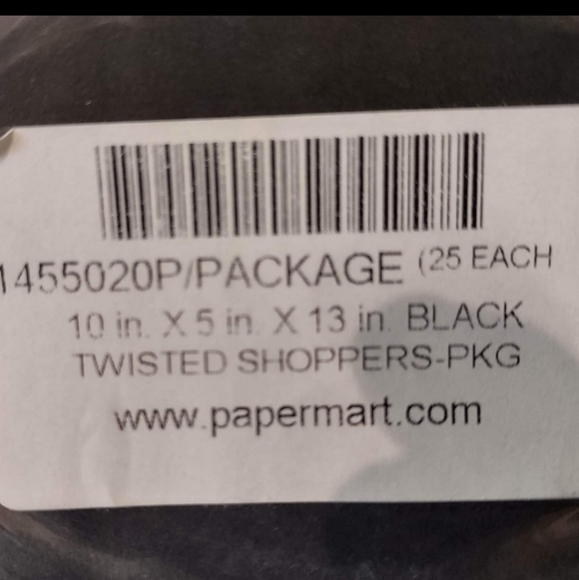 SALE Brand New 12 Black Handled Paper Bags 10" X 5" x 13". - Picture 2 of 6